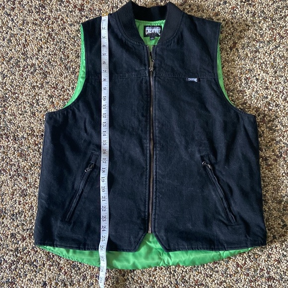 CREATURE brand Black denim vest with neon green lining - Picture 8 of 8